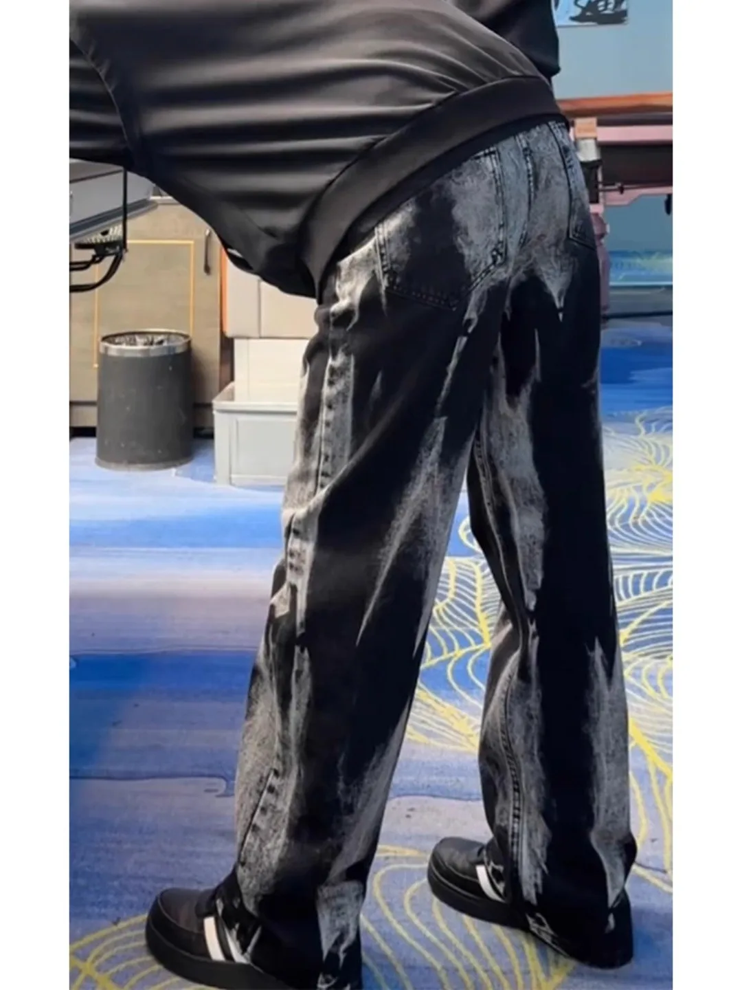 

American High Street adient Dyed Jeans Men's Straight Leg Slimming Micro Flared Pants Autumn Trendy Clean Fit Jeans