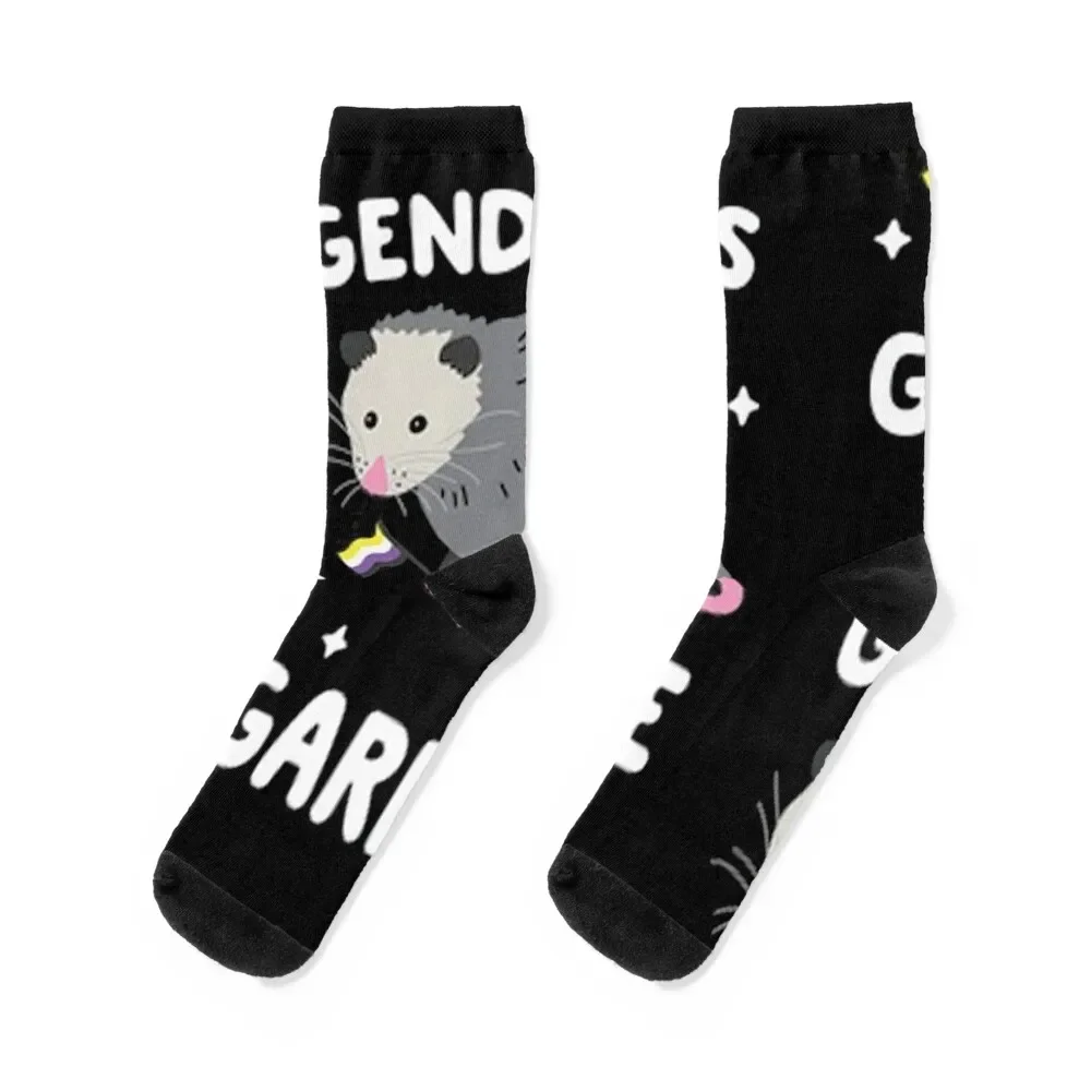 

GENDER IS GARBAGE NON-BINARY OPOSSUM Socks Soccer Stockings compression Socks Ladies Men's