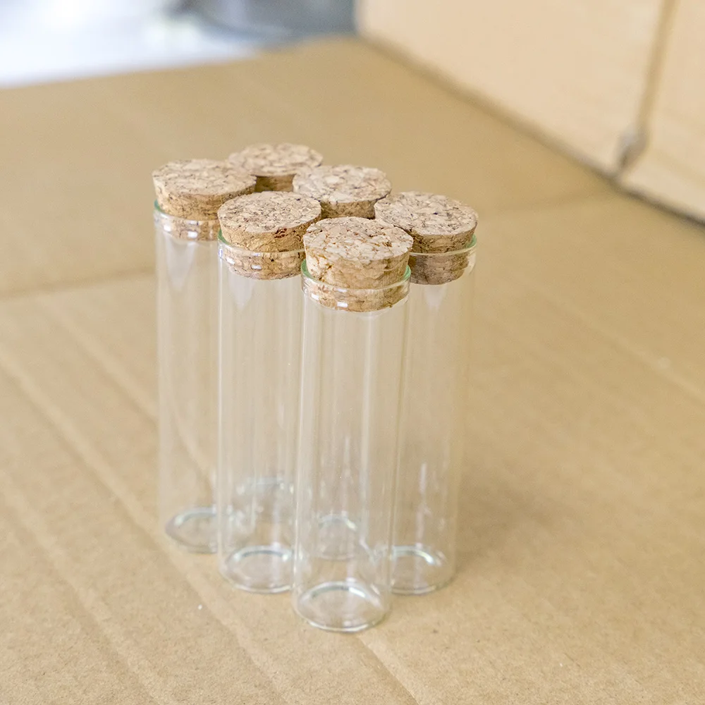 50pcs/Lot Glass Bottle 22*80mm 20ml Test Tube Cork Stopper Mini Spice Bottles Container Small DIY Jars Vials Tiny Bottles Glass