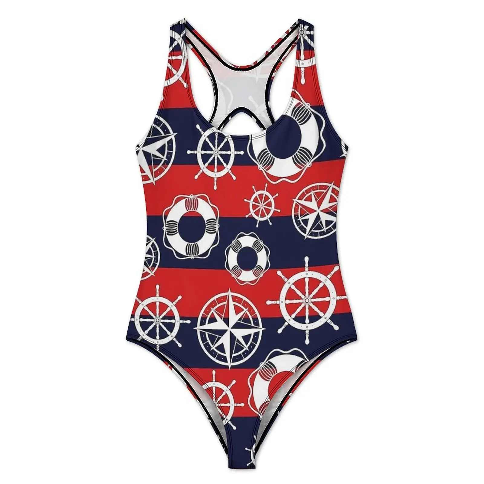 Anchor Swimsuit Nautical Marine One Piece Swimwear Push Up Stylish Bathing Suits Sexy Surfing Design Beachwear