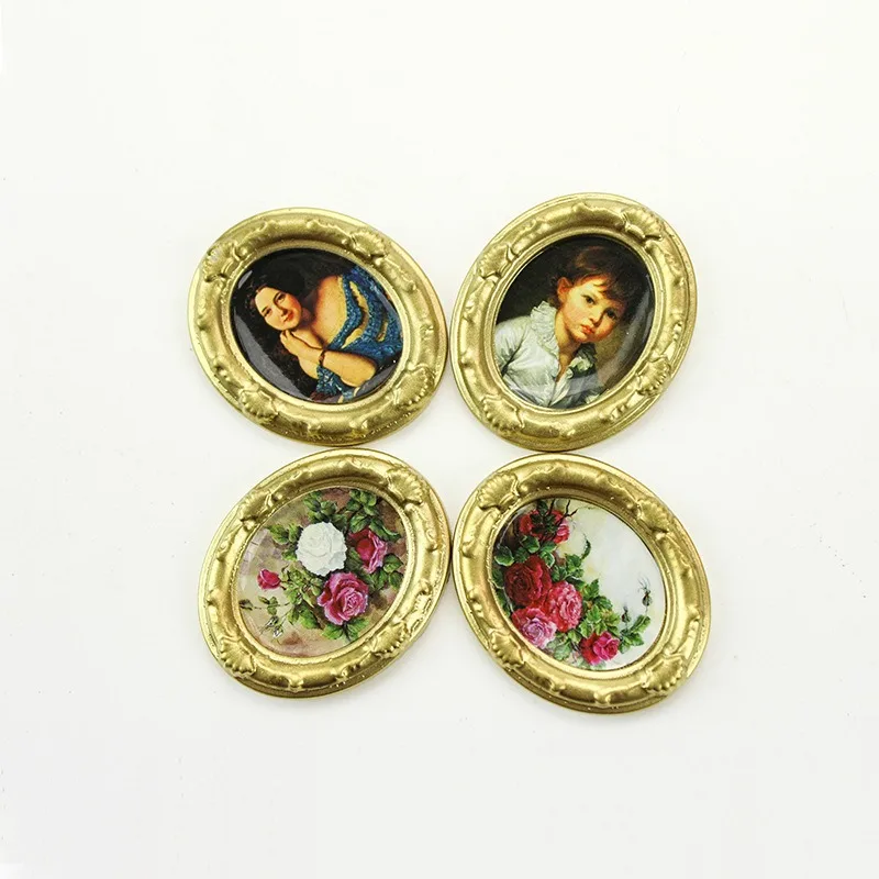 Miniature food toy home scene model, doll house accessories simulation, mini gold mural decoration