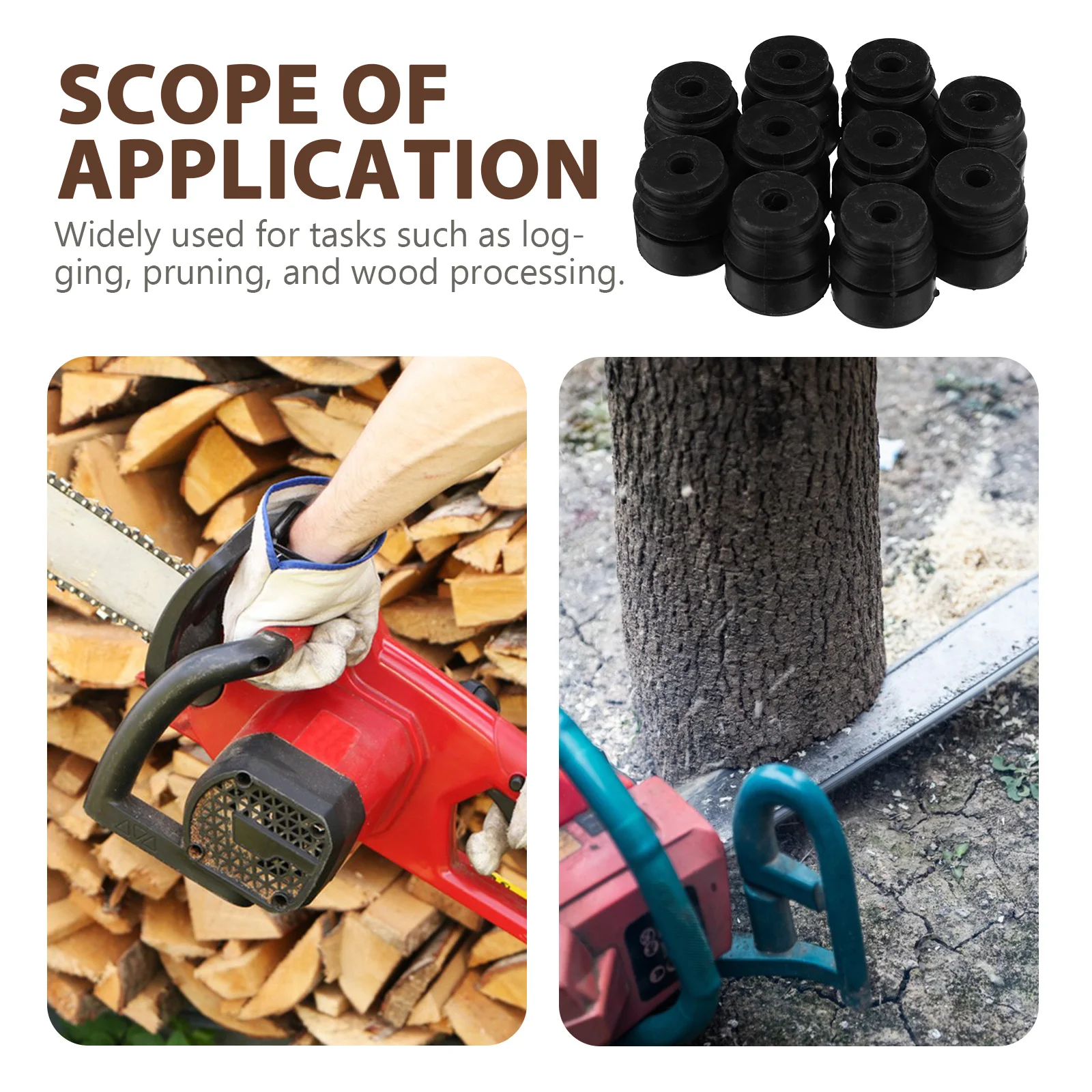 10개입 체인톱 충격 흡수 고무 쿠션 블록 교체용 원형 완충 패드 방진 마운트