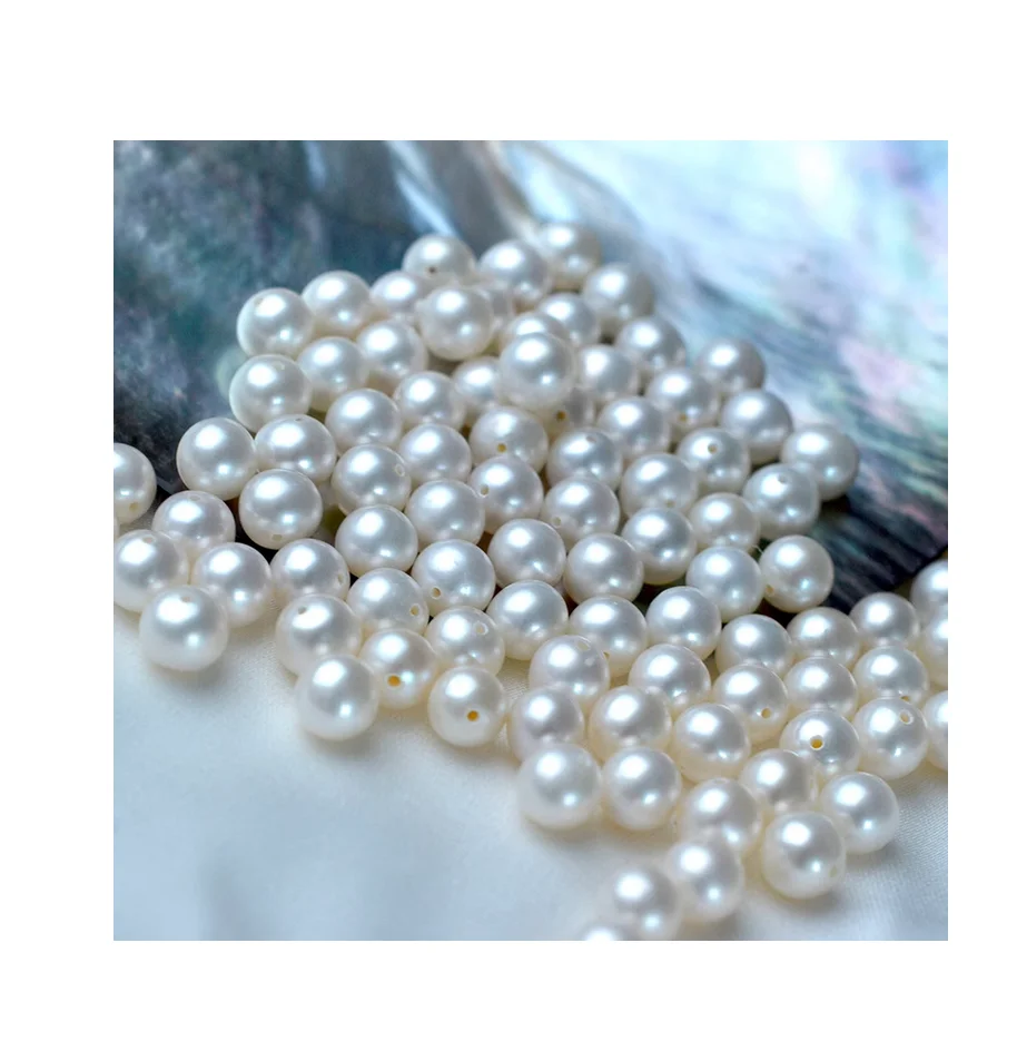 

Genuine Natural South Sea White Loose Pearl / Full Drilled / 6-7mm / 20 Pcs Pearls