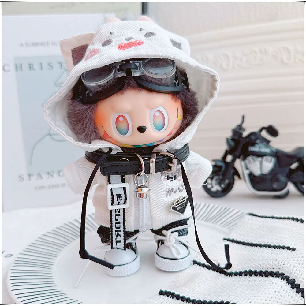 

[Only Clothes]Clothes For 15/17cm Labubu Doll Clothing Cool Handsome Wolf Hoodie Coat Glasses Collar Trendy Clothing Accessories