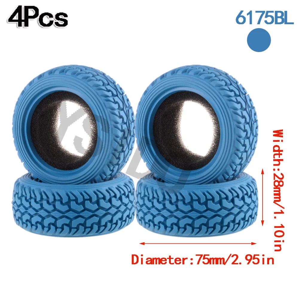 4PCS YSIDO 75mm RC 1/10 Rally Tires for 1/10 RC Car On-Road Racing Rally HSP HPI Redcat Tamiya Kyosho SAKURA Upgrade Accessories