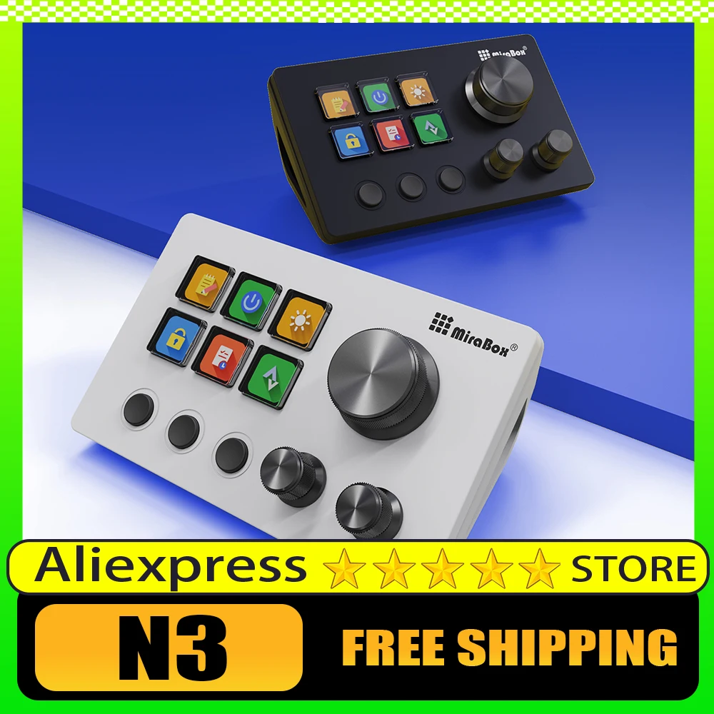 

Мини-клавиатура Mirabox N3 с ручкой экрана, макропрограммирование, визуальный Streamdeck, настольная мини-интегрированная консольная клавиатура на заказ