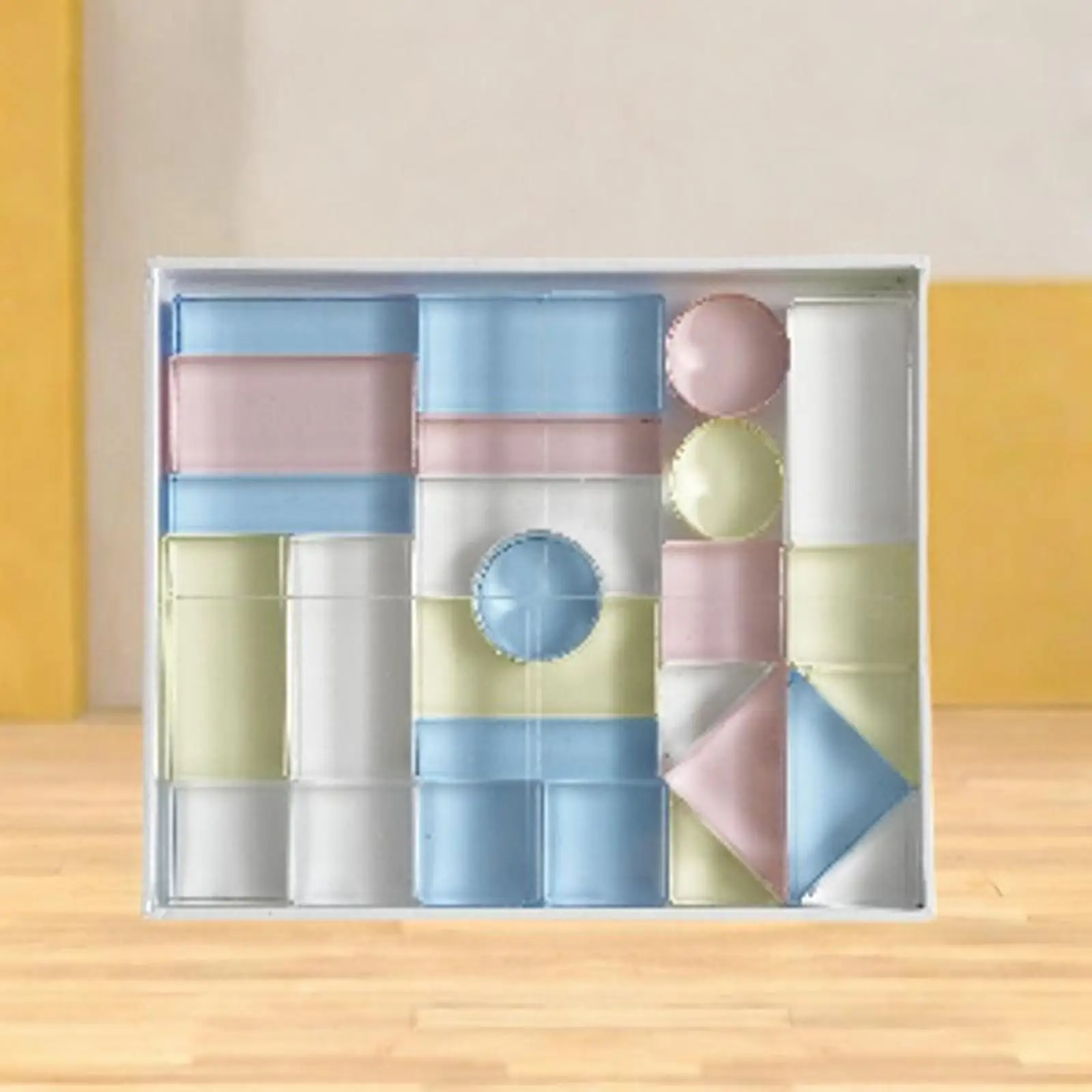 26 Pieces Transparent Acrylic Block Set Shadow Stacker Block Toy Development Toy Smooth Montessori Stacking Game for Holiday