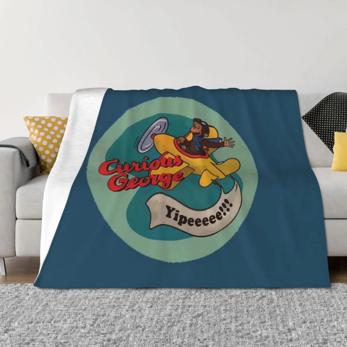 

curious george. Throw Blanket Bed linens Plaid on the sofa Hairys Luxury Thicken Blankets