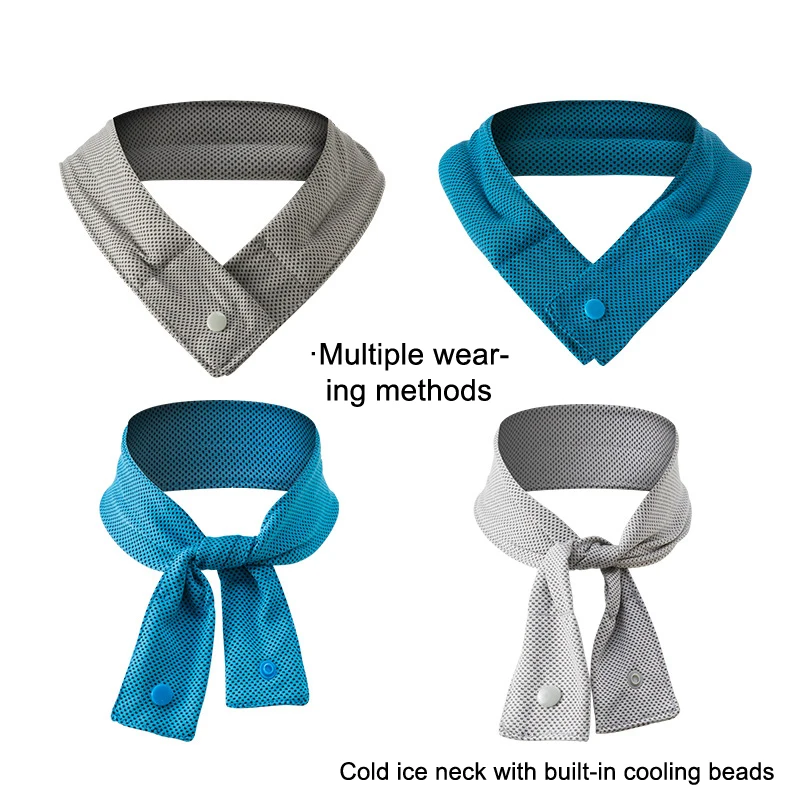 รู้สึกเย็นหลากสีระบายความร้อนผ้าพันคอน้ําแข็งคอห่อแห้งเร็วกีฬาผ้าโพกศีรษะไนลอนแบบพกพาเหงื่อเช็ดผ้าขนหนูสําหรับชายหาด