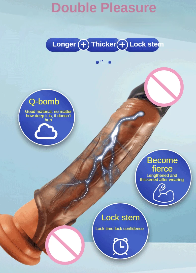 Reusable Penis Extender Cock Rings Delay Ejaculation Penis Condoms Dick Sleeve Silicone Glans Cover Enlargement Sex Toys For Men