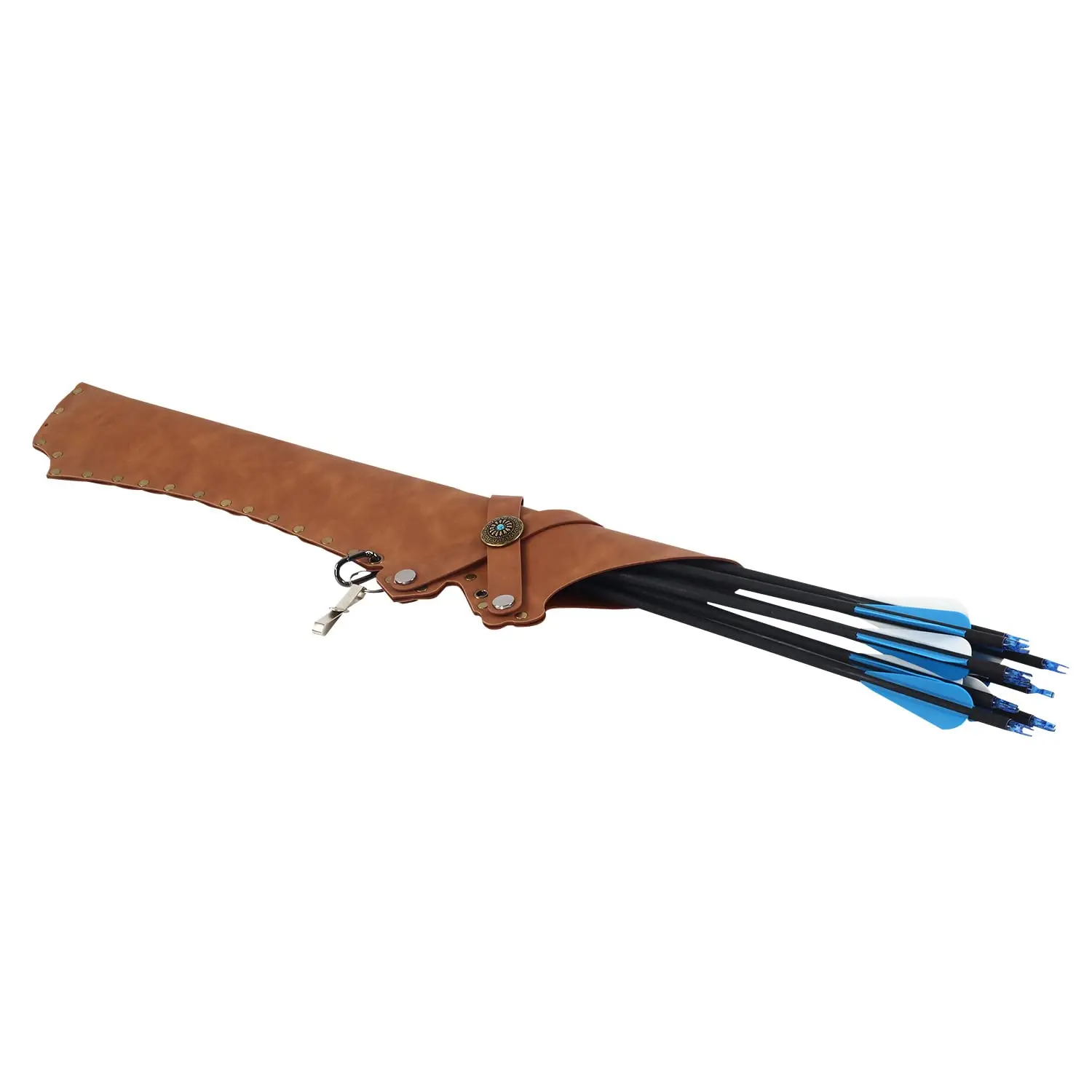 Archery Arrow Quiver Archery Back Arrow Quiver Holder PU Leather Archery Quiver with Belt Clip for Field and Practice