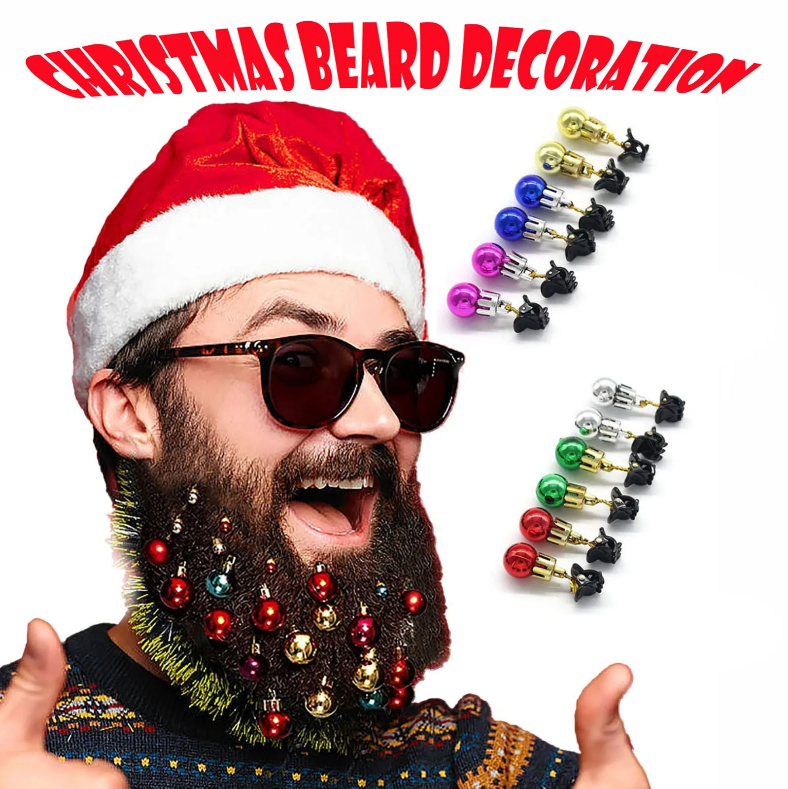 Big Banana Clips Hair for Thick Hair 12PC Christmas Beard Hanging Ornaments Santa Decor Santa Beard Clip 5in Hair Clip