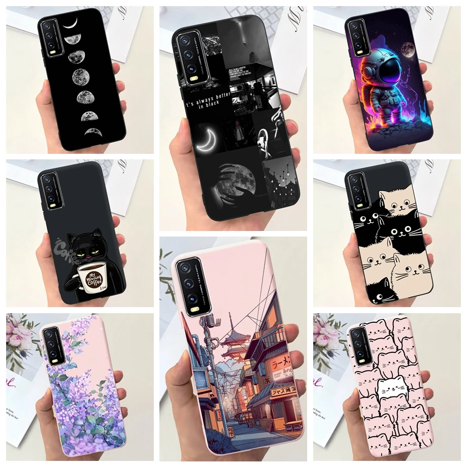 For Vivo V2027 Vivo V2028 Phone Case Space Man Moon Night Cartoon Soft Silicone Bumper Funda For Vivo Y11s Y12s Y20 Y20i Y20s