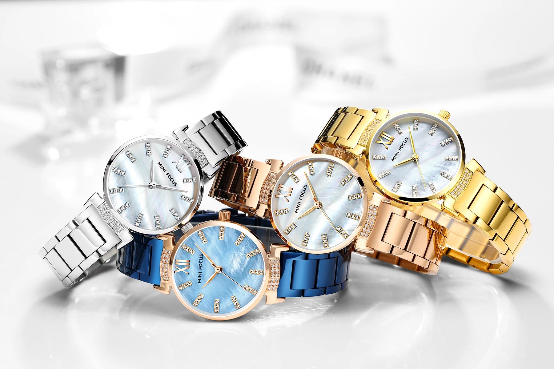 Mini Focus MF0227L Simple Women Quartz Watch Rose Gold Stainless Steel Band Waterproof Ladies Luxury Dress Watches