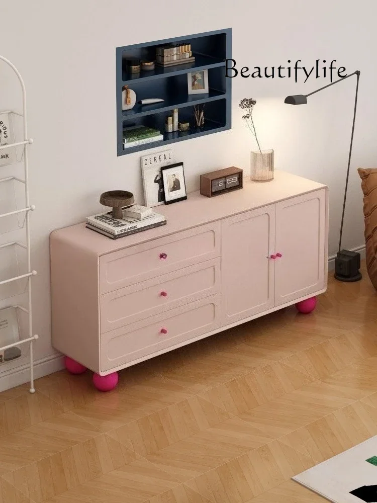 

JB Simple Tone Cream Wind Chest Storage Living Room Against The Wall With Door Storage Large Capacity Paint Customization