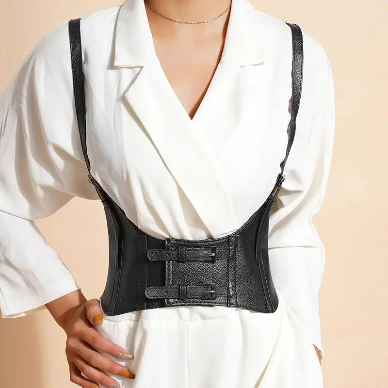 1 قطعة مشد تحت الصدر للنساء حزام خصر بولي Leather جلد قابل للتعديل الشرير Cummerbund حزام عريض لفستان زي Cincher