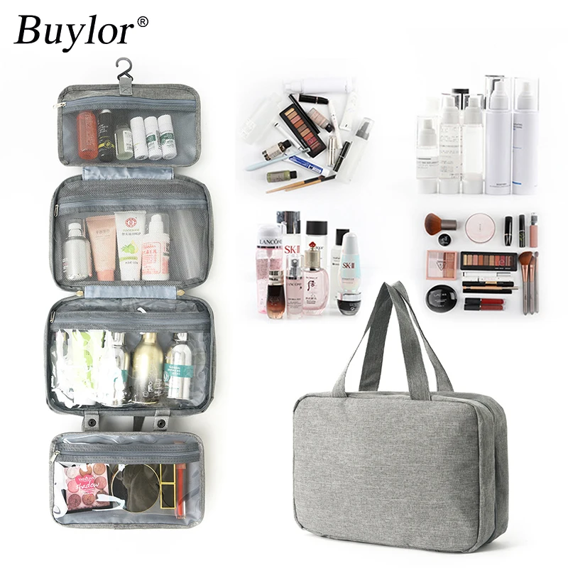 Multifunktionaler Kosmetik-Kulturbeutel, 4-fach, wasserabweisend, Trocken- und Nasstrennung, tragbar, für Reisen, Kosmetik, Bürsten, Toilettenartikel