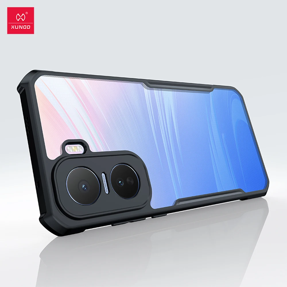 

Чехол Xundd для VIVO IQOO Neo 11, подушка безопасности с защитой от падения, акрил + TPU, задняя полоска, прозрачный чехол с магнитной подставкой