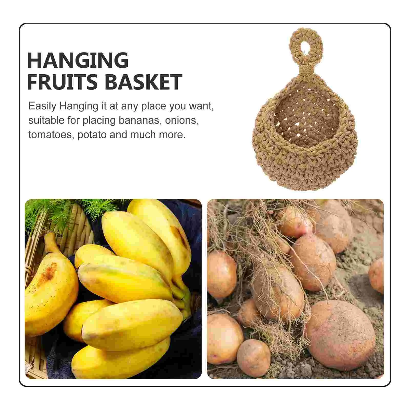 Fruit Hanging Basket Wall Vegetable Plant Kitchen Storage Baskets Woven Hammock