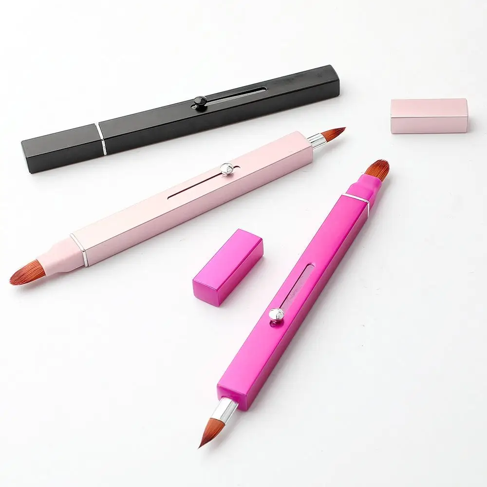 Aluminium Tube Retractable Lip/brow Brush Golden&Black&Red&Pink Telescopic Lip Gloss Brush Portable with Protect Cap