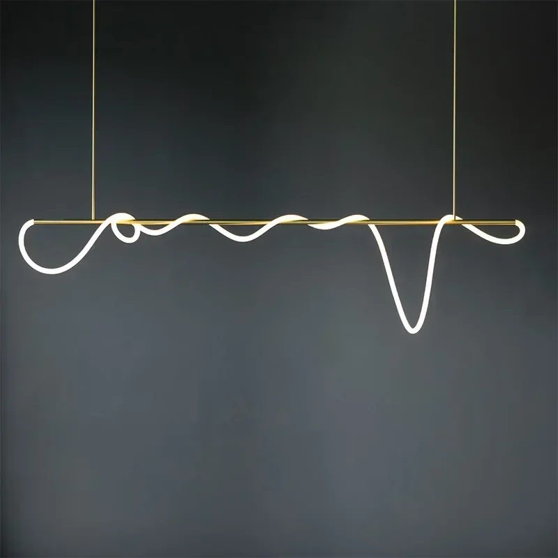 RU ما بعد الحداثة الحد الأدنى ضوء غرفة الطعام الفاخرة ضوء الاسكندنافية مكتب الجبهة صالة العرض خطوط موجة طويلة الشكل قلادة القطب