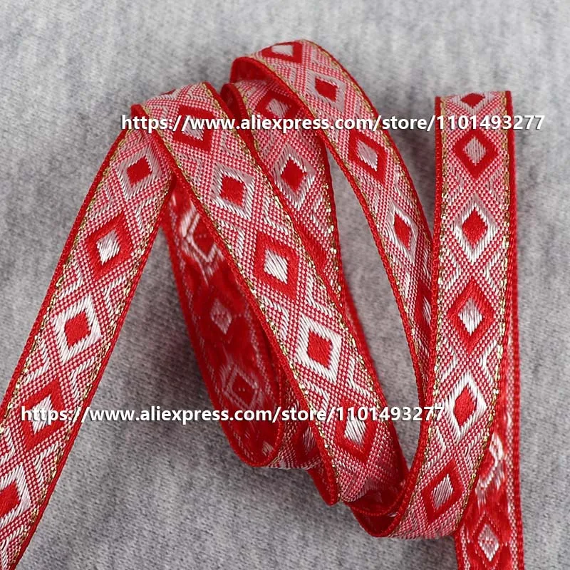 12mm Vintage Ethnic Embroidery Jacquard Ribbon Webbing Tape Lace Trim DIY Clothes Bag Accessories