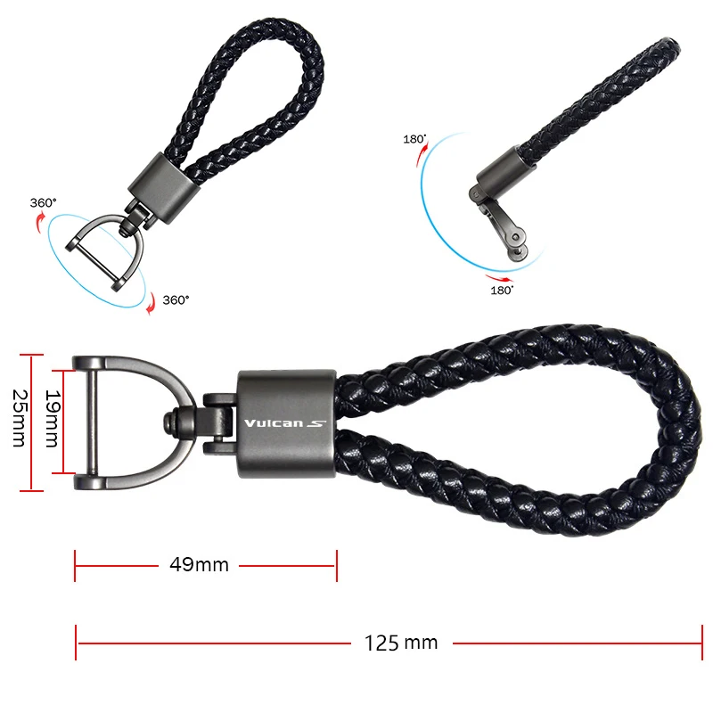 For Kawasaki VULCAN S VulcanS 650cc 650 CC Accessories Custom LOGO Motorcycle Braided Rope Keyring Metal Keychain