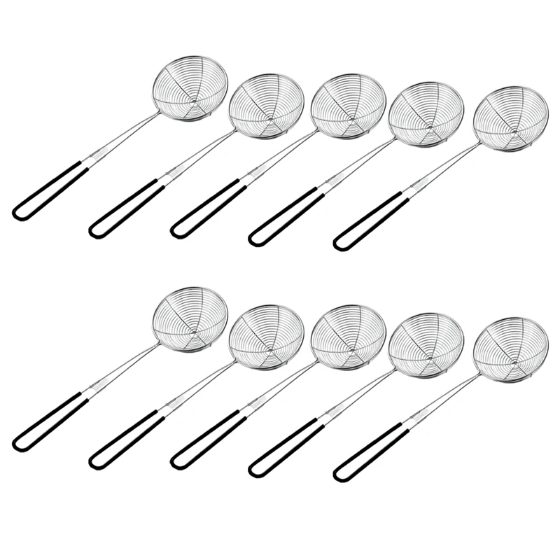 10 Pieces Hot Pot Strainer Scoops,Stainless Steel Hot Pot Strainer Spoons Mesh Skimmer Spoon Strainer Ladle With Handle