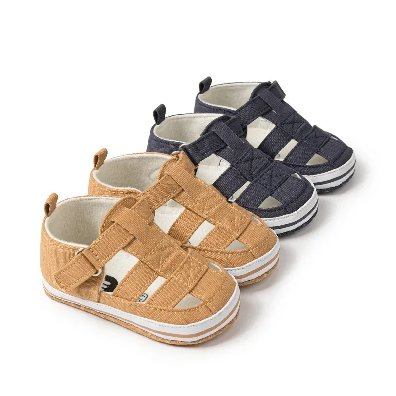 Baby Sandals Summer Infant Boy Girl PU Soft Bottom Sole Non-Slip First Walker Shoes Solid Color Toddler Outdoor Beach Shoes