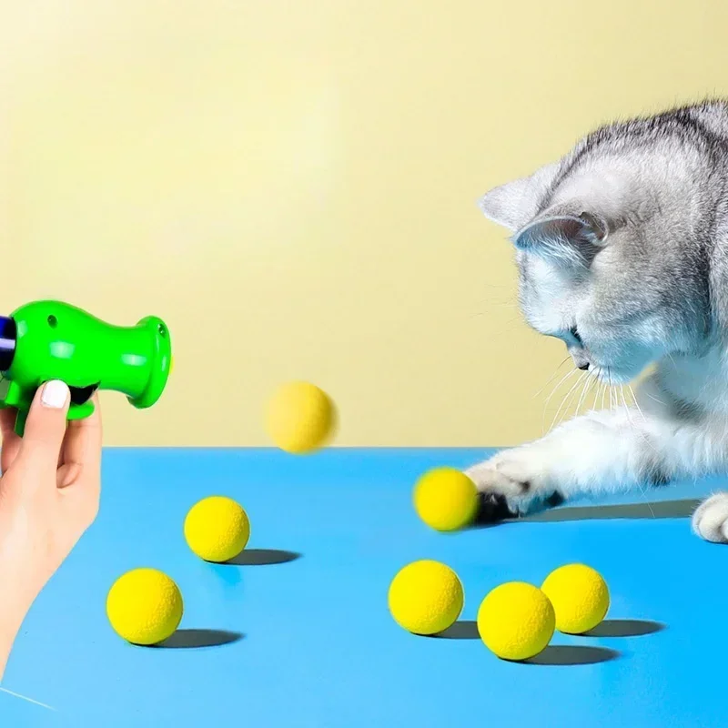 Interactive Launch Training Cat Toy Kitten Puppy Shooting Gun Games Toy Dog Cat Shooting Ball Training Supplies Pet Products