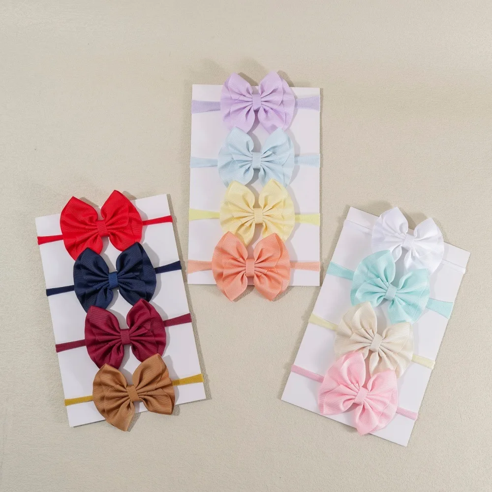 36 PCS/Lot, Handmade Ribbon Bow Elastic Headbands For Newborn Baby Hair Accessories Photo Props