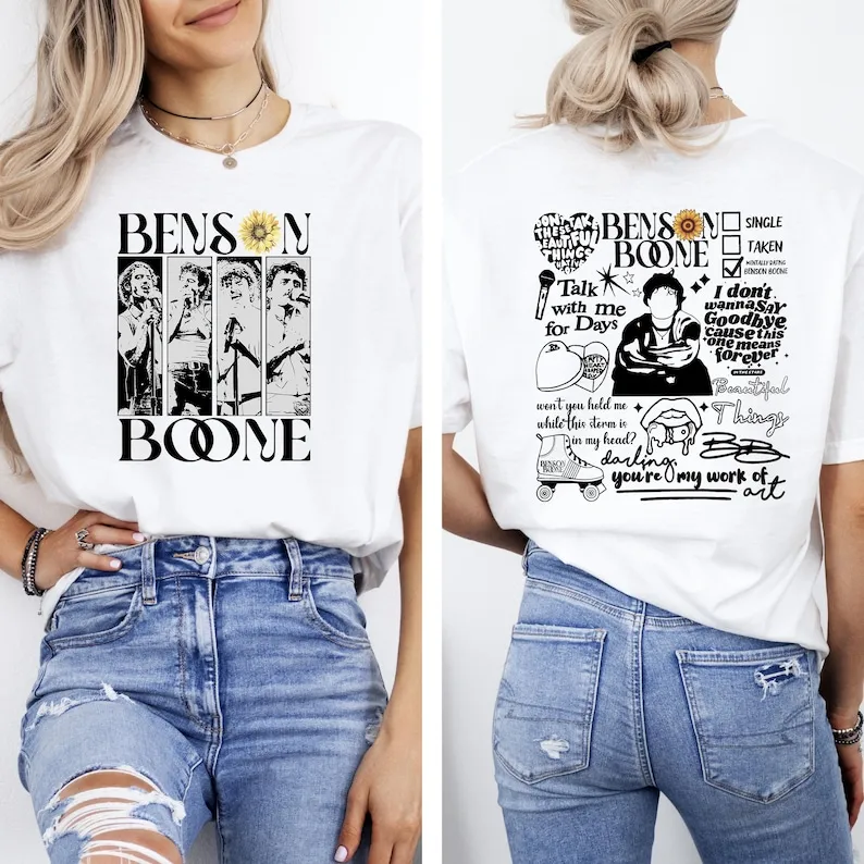 

Benson Boone American Heart Tour 2025 Shirt American Music Tour Fan Tee Pop Singer Benson Boone Concert Merch Tshirt