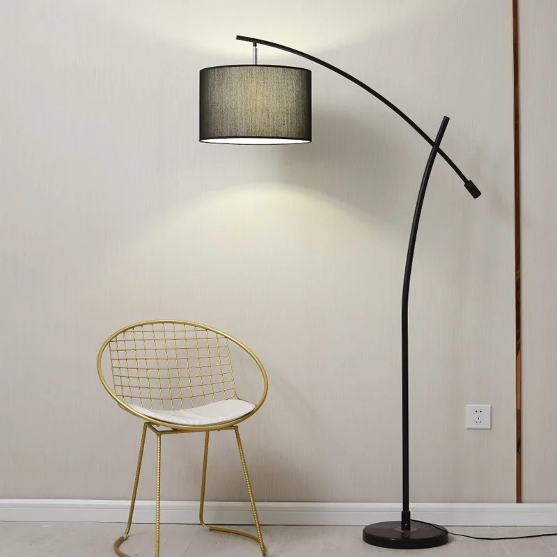 

Reading lamp bulb with hanging lampshade modern high rod bedroom living room study floor lamp white and bra