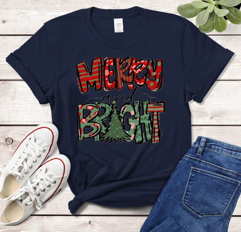 Christmas Womens for Women Women Merry Short Sleeve Top Tees O Neck Fashion Streetwear harajuku Fashion 100%Cotton Drop Shipping