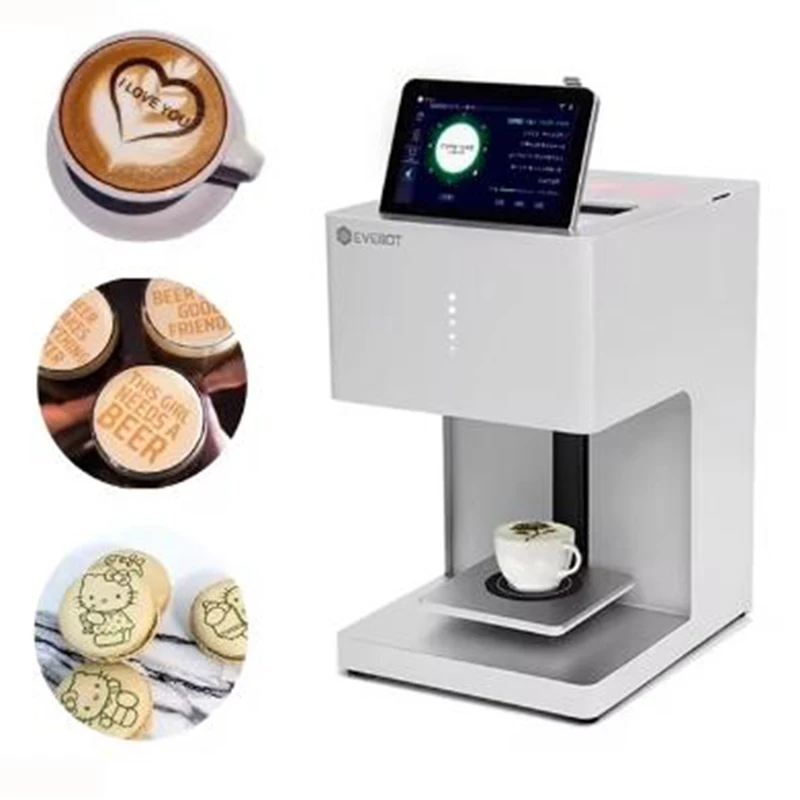 Evebot-Impressora Automática Coffee Art, 3D Máquina Latte, Impressora de Grau Alimentício para Bolos, Biscoitos, Cappuccinos