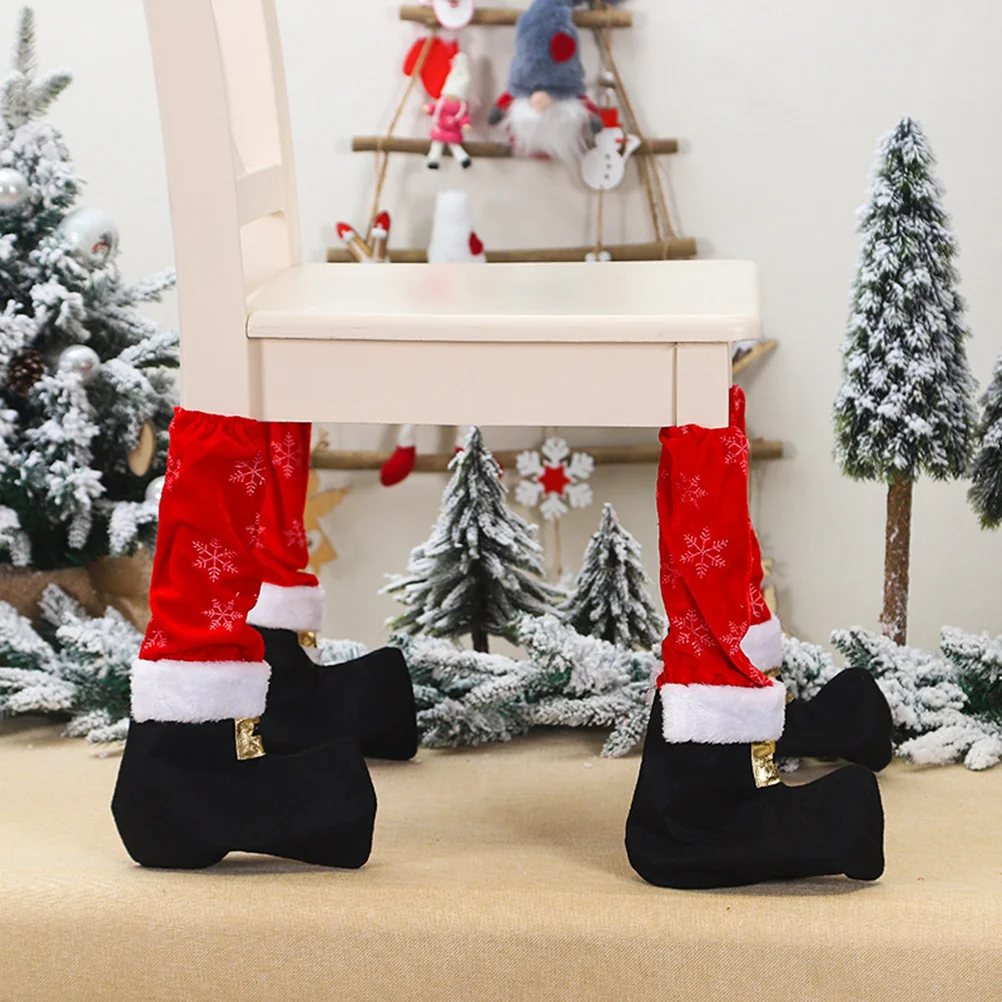 Fundas para patas de silla con estampado de copos de nieve de Navidad, fundas para pies de mesa de tela, Protector de muebles, suministros de decoración para fiesta para el hogar, 4 Uds.