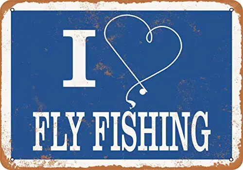 Metal Sign - I Love Fly Fishing - Vintage Look Wall Decor for Cafe Bar Pub Home Beer Decoration Crafts