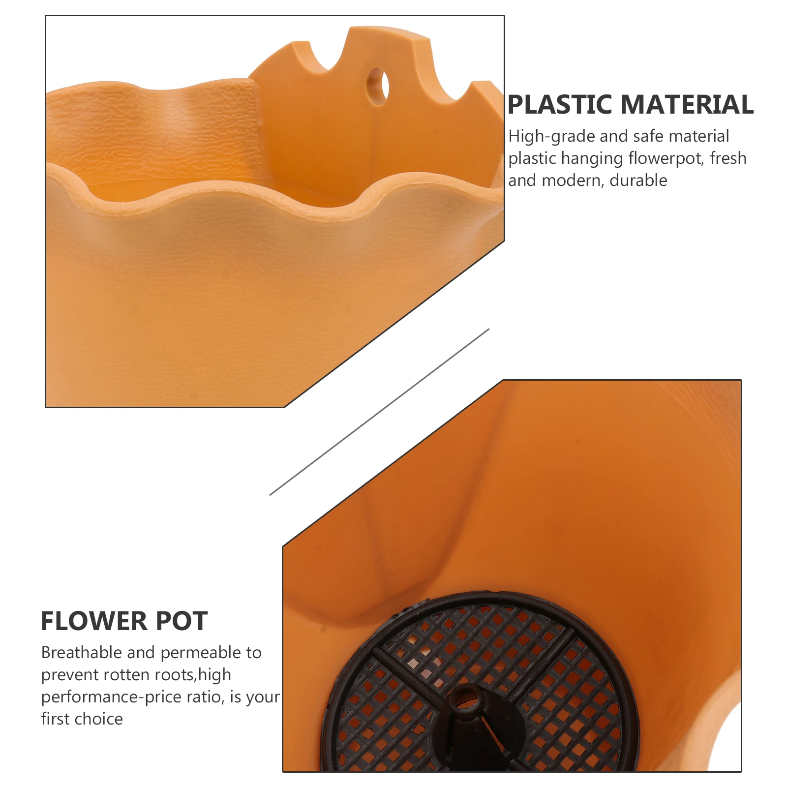 

Plastic Wall Mount Flower Pot Hanging Planter Garden Decor Durable Modern Simple Design Space Saving Practical