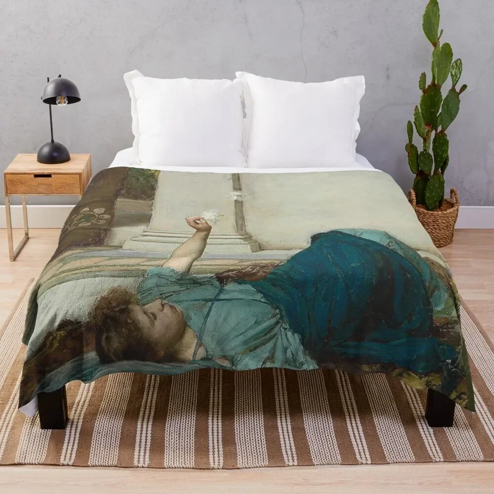 Dolce Far Niente (1879) By John William Waterhouse Throw Blanket christmas gifts Plaid Bed covers Blankets