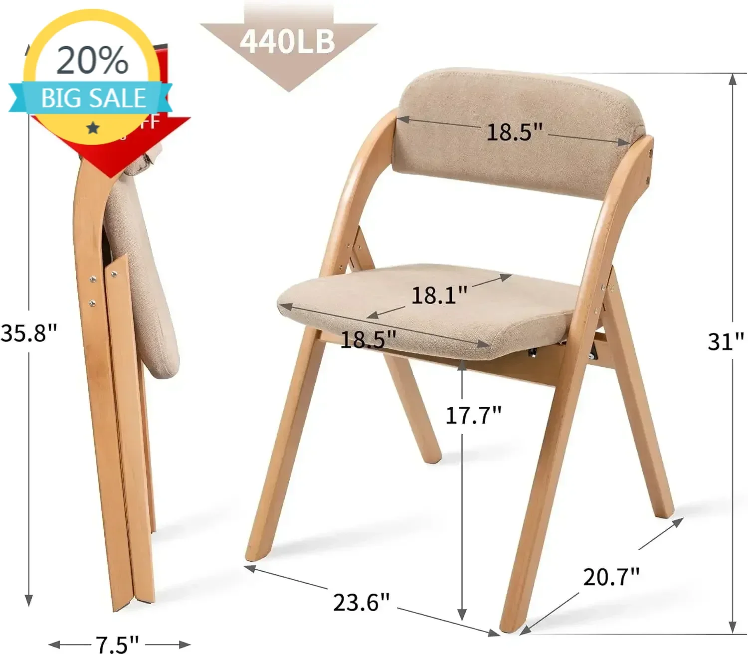 

Бестселлер [XMSJ] Складные стулья с мягкими подушками, 4 штуки в комплекте - Деревянные обеденные складные стулья со съемными чехлами