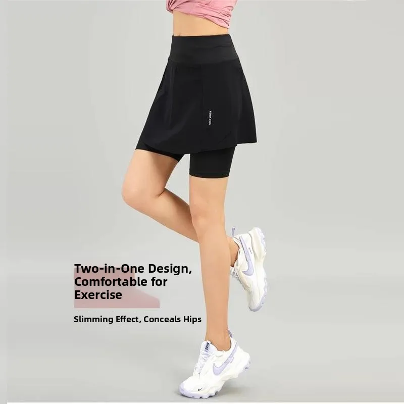 Qui seco cinco quartos comprimento yoga skort com kets para badminton tênis e fitn correndo esporte feminino orts saia