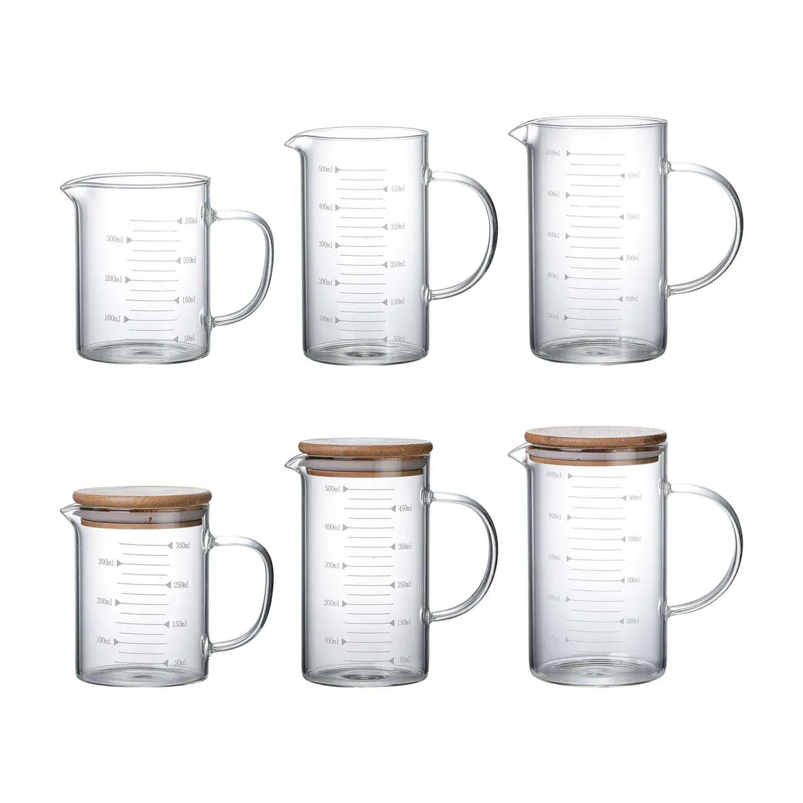 Glass Cup with Scale Transparent Large Capacity Containers Heat Resisttant