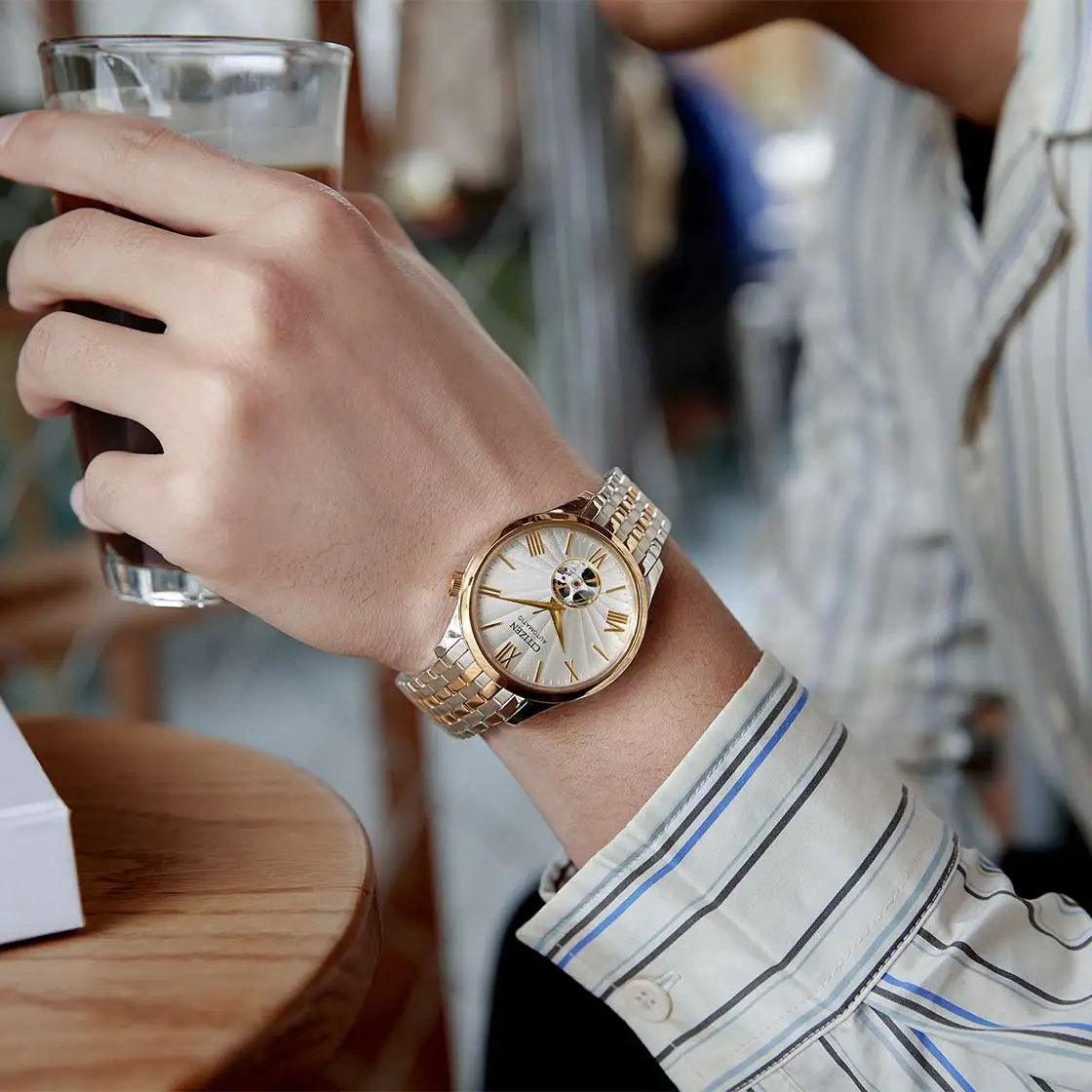 シチズンオリジナル日本自動機械式時計防水発光ビジネスレジャーメンズ腕時計 NH9136-88A