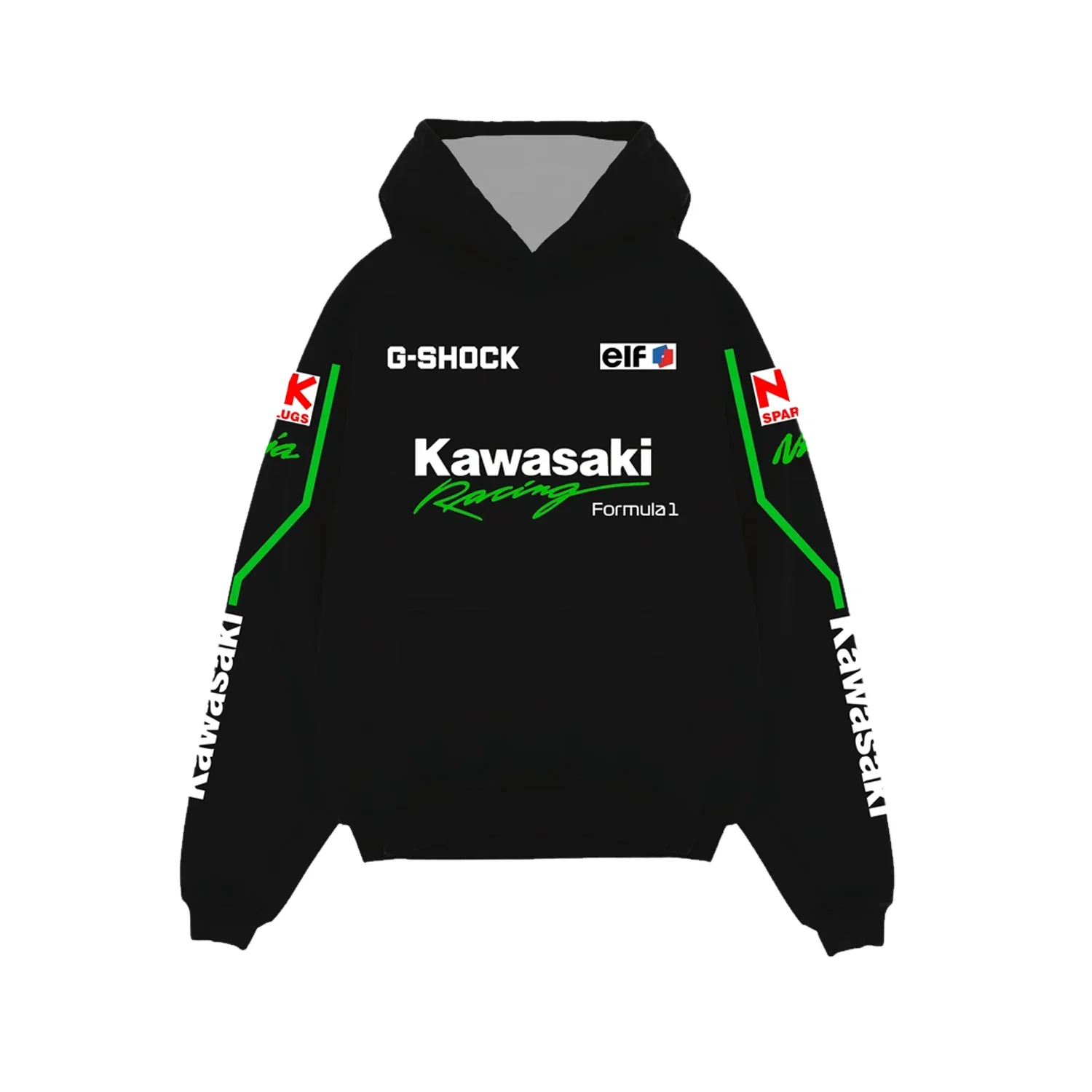 Spring and Autumn Men's Hoodie Kawasaki Motorcycle Printed Top Breathable Quick Drying Comfortable Outdoor Sports Hoodie