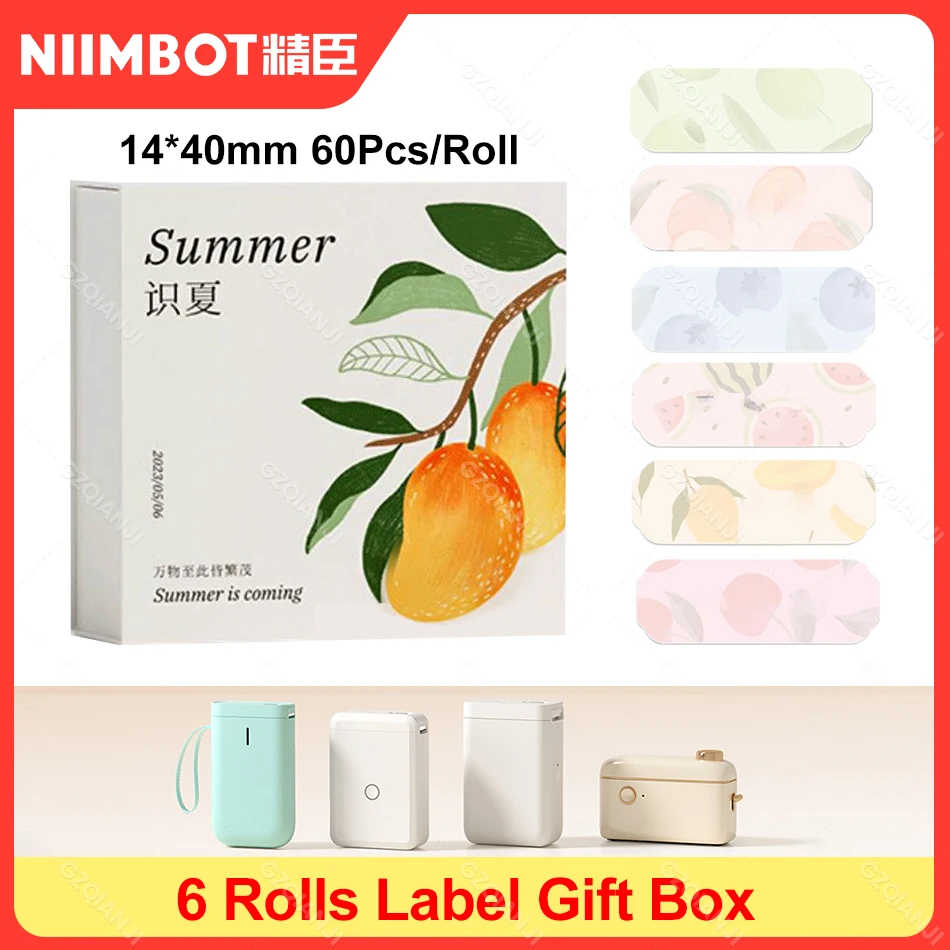 

Niimbot Self-adhesive Patterned Offical Label Sticker Paper 6 Rolls Box for D110 D101 D11 Labeller Printer Consumables Tapes Bag