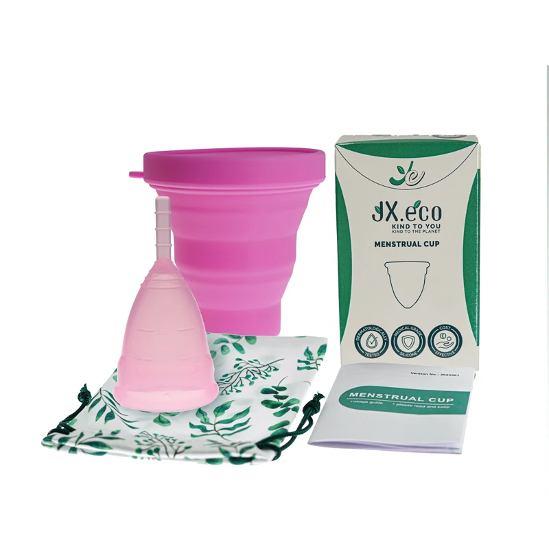 Reusable and Eco-friendly Copa Menstrual Period Cup with Foldable Case Sterilization Kit Feminine Hygiene Products for Lady