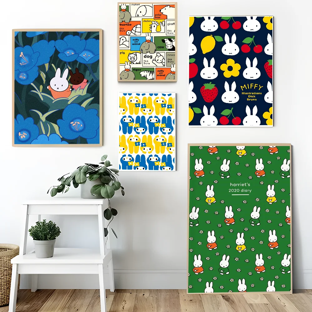 M-Miffy Self-adhesive Art Poster Whitepaper Prints Posters Artwork Home Decor