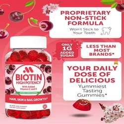 Biotin cherry gummies contain vitamins C and E, while non genetically modified hair, skin, and nails contain 60 vitamins