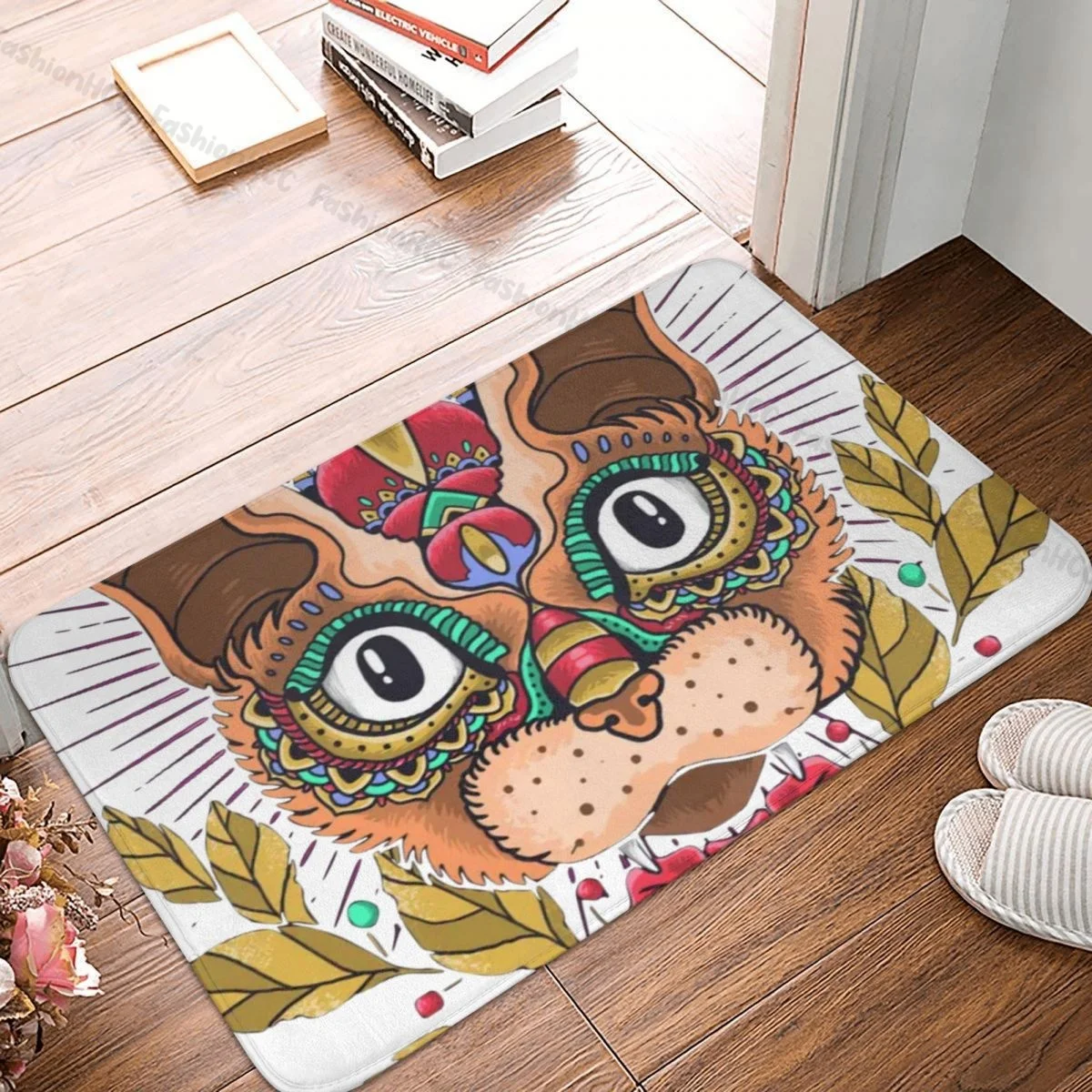 

Bathroom Non-Slip Carpet Cute Cat Ornamental Flannel Mat Entrance Door Doormat Home Decor Rug