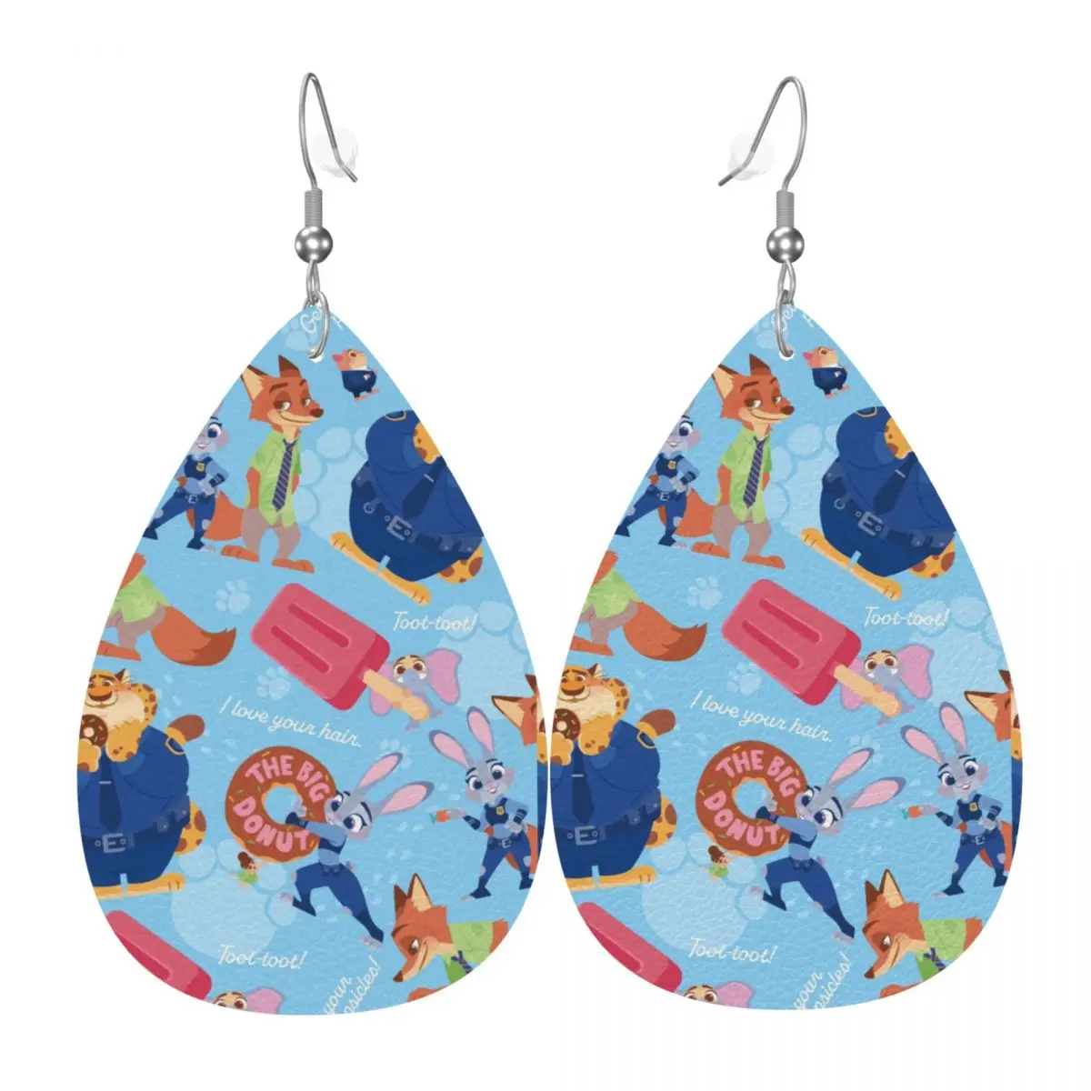 

Кожаные серьги-капли с индивидуальным дизайном в стиле Зоотопии, персонализированные для женщин, милые мультяшные украшения и аксессуары на День святого Валентина